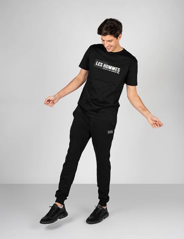 Les Hommes T-shirt Front Logo Mannen zwart
