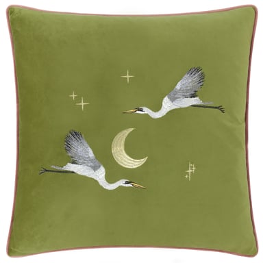Paoletti Moonlit Flight Embroidered Velvet Polyester Filled Cushion