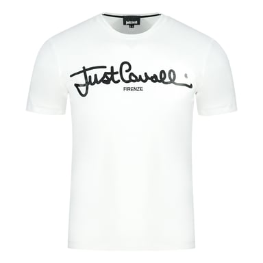 Gewoon wit T-shirt met logo van Cavalli