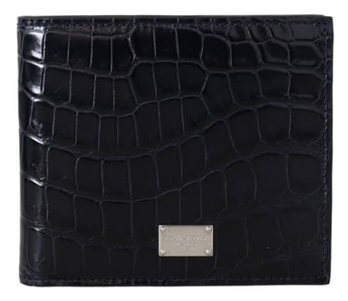 Dolce & Gabbana Black Bifold Card Holder Men Exotic Leather Men's Wallet