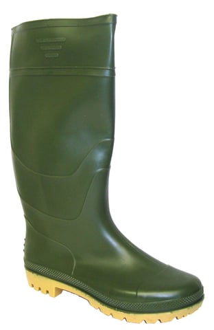 Nieuwe heren/heren groene volledige lengte rubber waterdichte wellington laarzen.