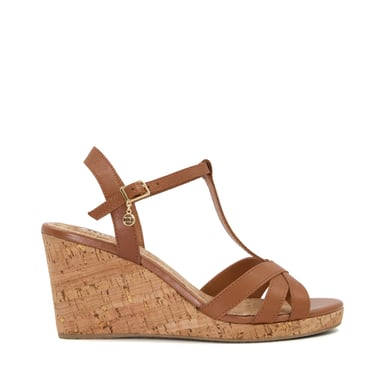 Dune Ladies Keep - Charm-Detail Leather Corkscrew-Wedge Sandals