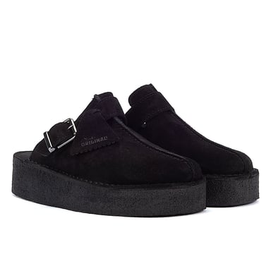 Clarks Original Trek Wedge Damesschoenen Zwart Suède