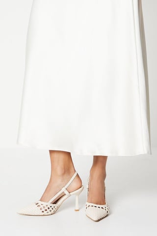 Darlena Basket Weave High Heel Slingback Court Shoes