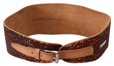 Geborduurde Lederen Riem Met Logo