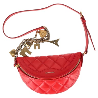 Balenciaga Gequilted XXS Souvenier Charms Heuptas in Rode Leer