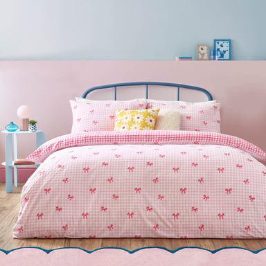 Heya Home Gingham Strikjes Gedrukt Dekbedovertrek Set