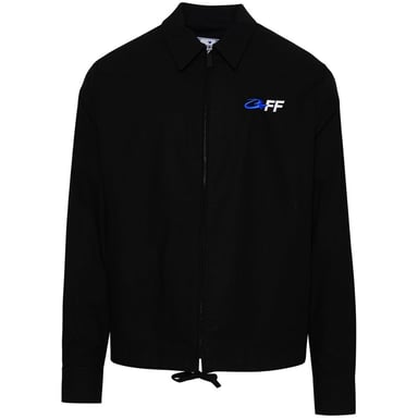 Gebroken wit exact tegenovergesteld zwart hybride shirt met rits