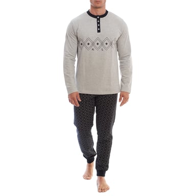 KLP3 Heren Lange Mouwen Fleece Winterpyjama