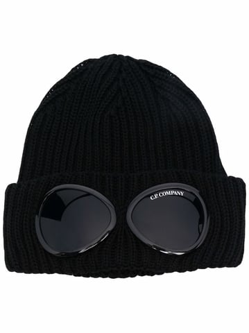 CP Company-logoprint Goggle-wollen muts in zwart