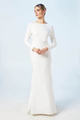 Slash Neck Puddle Wedding Dress