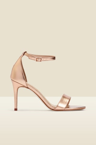 Nia Rose Gold Leather Barely There High Heel Sandal
