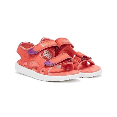 Jongens Meisjes Timberland Perkins Row 2-Strap Jeugd Donker Roze Sandalen