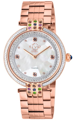 GV2 Women's Matera 12805B Swiss Quartz Diamond White MOP Dial Watch