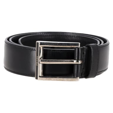 Prada Logo Gespsleutelriem in Zwart Leer