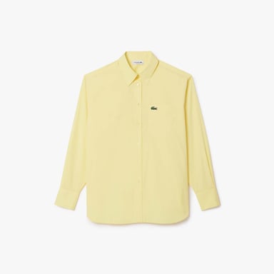 Dames Lacoste Oversized Poplin Overhemd in Geel