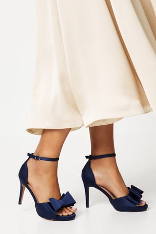 Tala Satin Structured Bow High Heel Platform Sandals