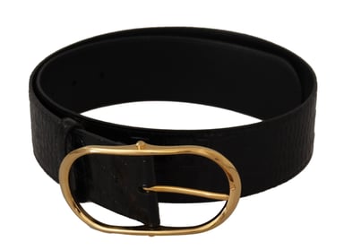 Relief Lederen Goudkleurige Metalen Gesp Riem