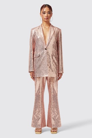 Caladium Slim Fit Pink Sequin Trouser