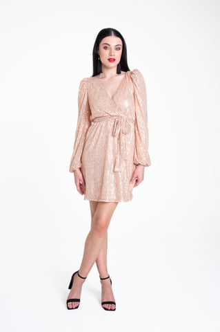 Mini-jurk met V-hals en riem