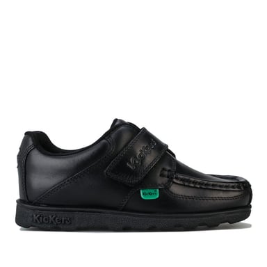Boy's Kickers Children Fragma Lo Strap Leather Shoe in Black
