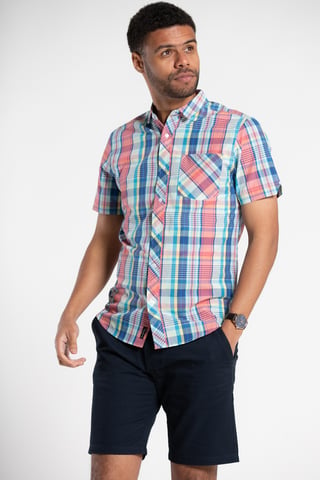 Rose Cotton Check Short-Sleeve Shirt