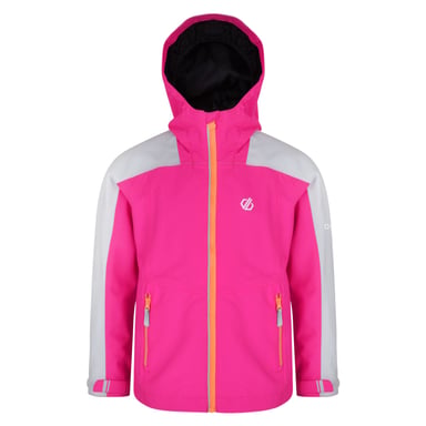 Dare 2b Kinderen/Kinderen Beschikbare Seamsmart Hooded Waterdicht Jasje (Argent Grijs/Cyber Roze)