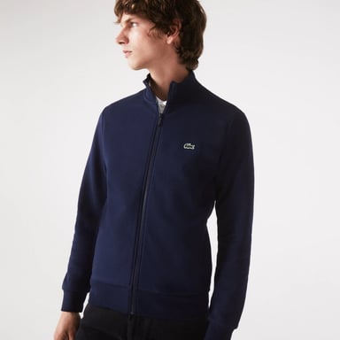 Lacoste regular fit geborsteld fleece herensweatshirt met rits