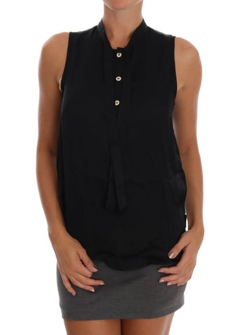 Versace Jeans Dames Zwarte Mouwloze Viscose Blouse Top