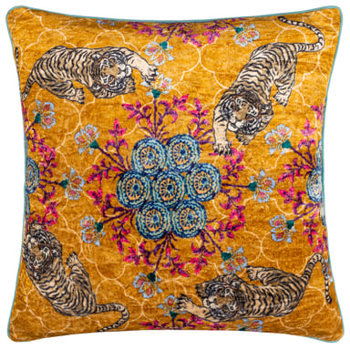 Wylder Tropics Tigerscope Velvet Piped Cushion Cover