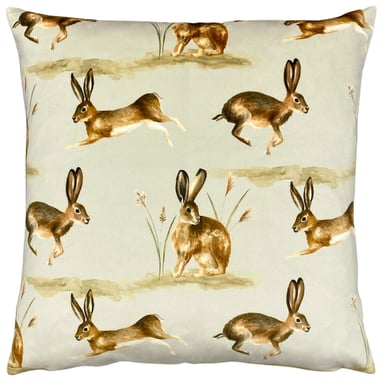 Evans Lichfield Country Running Hares Hand Painted Printed Cushion Cover