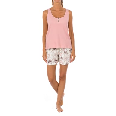 Damespyjama met knoopsluiting en ronde hals JJBCH0801