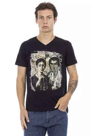 Katoenen T-shirt Met V-hals En Print