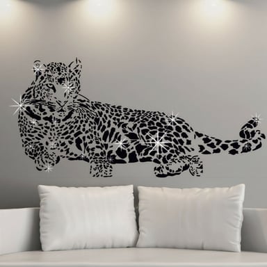 Combo of LEOPARD + Swarovski 38pcs Wall Stickers, Kitchen, Bathroom, Living room, Self-adhesive, decal
