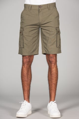 Olive Cotton Cargo-Style Short With Pockets