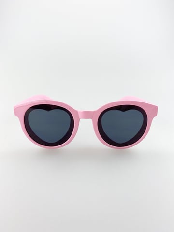 Plastic Round Frame Sunglasses with Heart Lenses