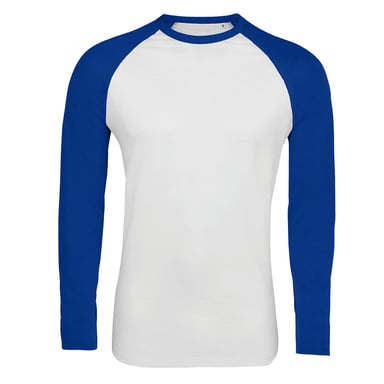 SOLS Heren Funky Contrast T-Shirt met lange mouwen (Wit/royaal blauw)