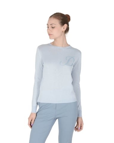 Crown Of Edinburgh Cashmere Lange Mouw Art 004 Lichtblauwe Letter D
