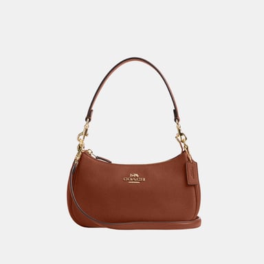 Teri Shoulder Bag in Leather with Leather Strap with Tooling