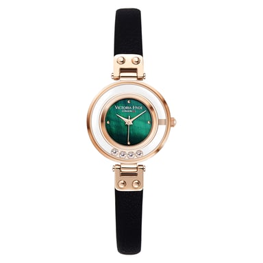 VICTORIA HYDE Dames Horloges Kleine Wijzerplaat Analoge Quartz Vrouw Horloges met Clear Crystal Elegante Gouden Horloge voor Vrouw, groen zwart
