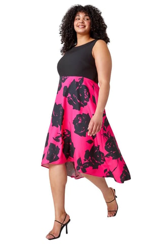 Curve Premium Stretch Floral Midi Dress