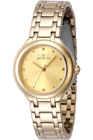 Invicta Wildflower 48227 Dames Horloge - Quartz Uurwerk - Roestvrij Staal met gouden Wijzerplaat - 32mm
