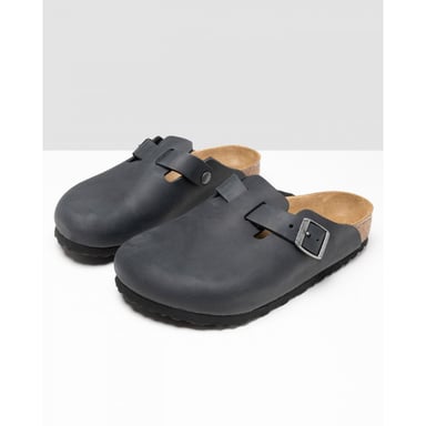 Birkenstock Boston lederen herensandalen in zwart