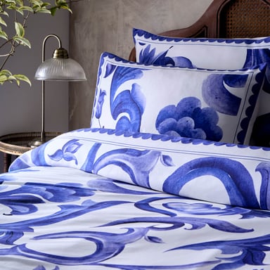 Paoletti Azzurro Printed Cotton Pillow Case Pair