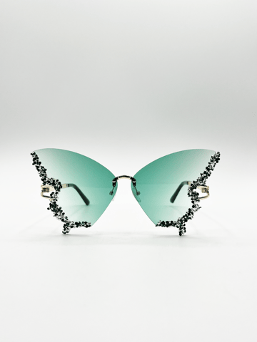 Butterfly Lens with Crystal Detail in Green