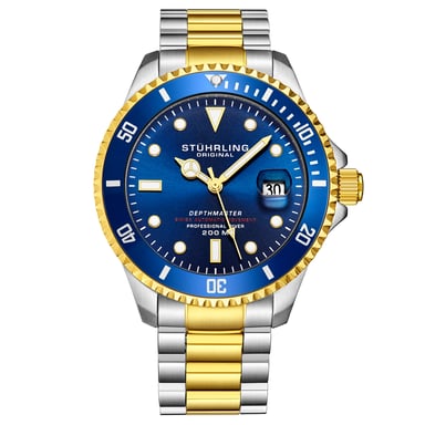 Blauw en goud "Depthmaster" Duikershorloge Automatish 42 mm