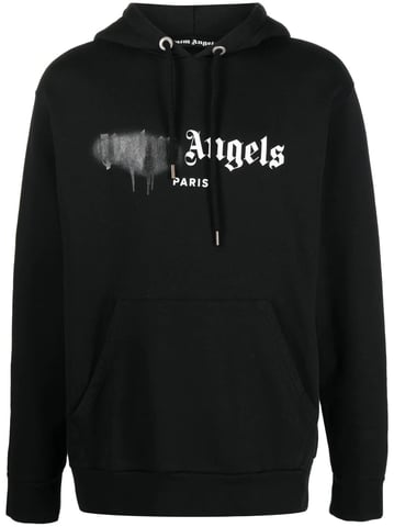 Palm Angels Paris gespoten logo zwarte hoodie