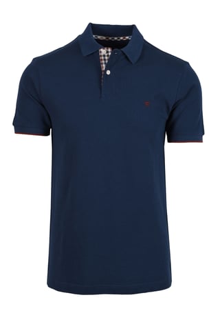 Hackett Woven Trim Polo Shirt Dark Denim