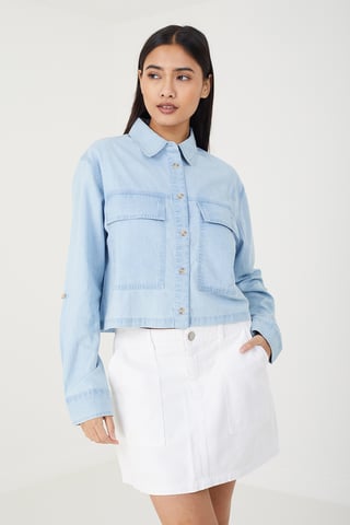 Blue 'Poppy' Long Sleeve Denim Shirt