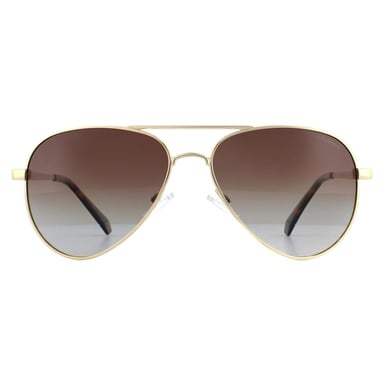 Polaroid Aviator Mens Gold Brown Gradiënt gepolariseerde zonnebril